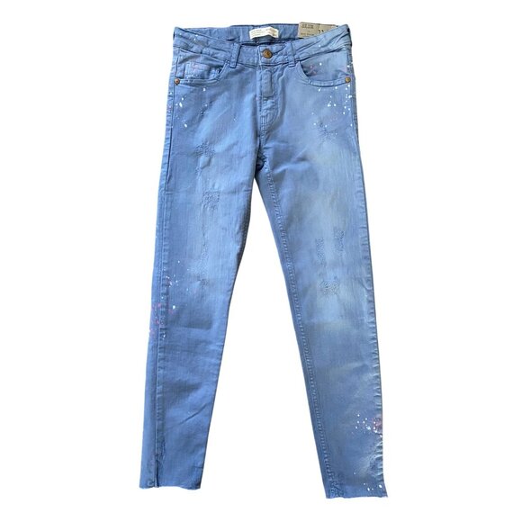 Zara Other - ZARA Girls Collection Slim Paint Splatter Raw Hem Jeans NEW WITH TAGS